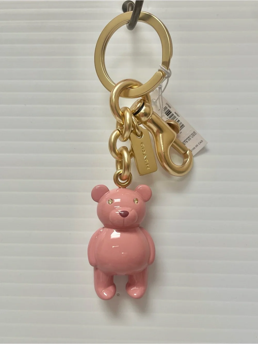 Coach IM/Ruby Pink Bear Charm Keychain
